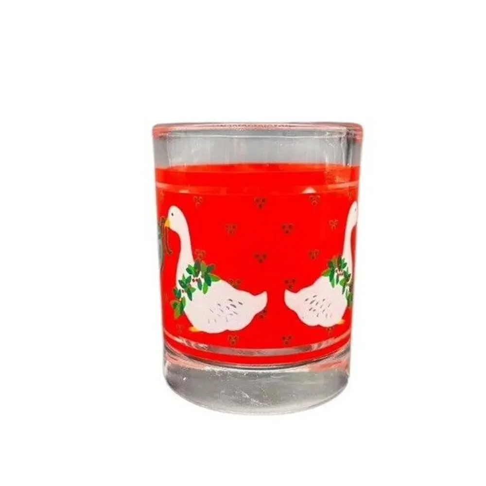 VTG Geese‎ Christmas Candle Holder Tea Light Votive Bow Hallmark 1989 Country